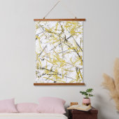 抽象芸術スクライブズ – マスタードブラウン 吊り下げ型タペストリー (寝室)