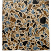 抽象芸術スクラッチテラゾモザイクアースカラー シャワーカーテン (正面)