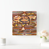 抽象芸術スケッチの木の斑点、色の剥離 スクエア壁時計 (ホーム)