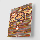 抽象芸術スケッチの木の斑点、色の剥離 スクエア壁時計 (傾斜)