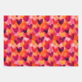 抽象芸術スケッチカラフルハート ラッピングペーパーシート (正面3)