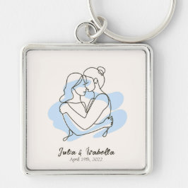 抽象芸術スケッチレズビアンカップルパーソナライズされた キーホルダー