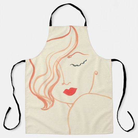 抽象芸術スケッチ女性顔 エプロン (正面)