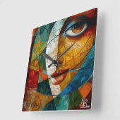 抽象芸術スケッチ スクエア壁時計 (傾斜)