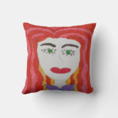 抽象芸術スケッチ：赤毛少女の顔 クッション (裏面)
