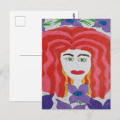 抽象芸術スケッチ：赤毛少女の顔 ポストカード (正面/裏面)