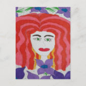 抽象芸術スケッチ：赤毛少女の顔 ポストカード (正面)