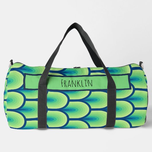 抽象芸術スケッチI名前をカスタムする ダッフルバッグ (正面)