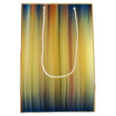 抽象芸術スストライプペクトラムバックグラウンドブルー金ゴールド ミディアムペーパーバッグ (裏面)