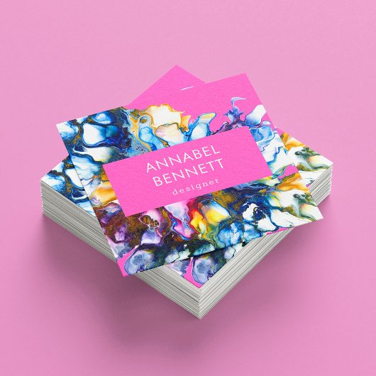 抽象芸術スタイリッシュカラフル スクエア名刺