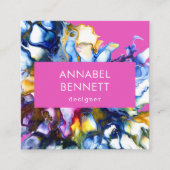 抽象芸術スタイリッシュカラフル スクエア名刺 (正面)