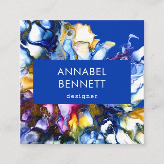 抽象芸術スタイリッシュカラフル スクエア名刺 (正面)