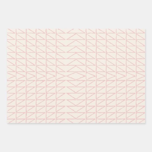 抽象芸術スタイリッシュジオメトリラインアート(赤面ピンク) ラッピングペーパーシート (正面2)