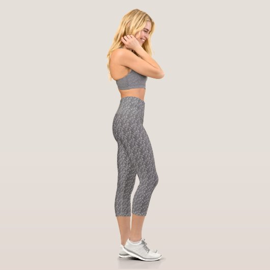 抽象芸術スタイリッシュホワイトおよびグレー カプリレギンス (右)