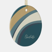 抽象芸術スタイリッシュマーブルアートティール(緑がかった色)パーソナライズされた セラミックオーナメント (右)