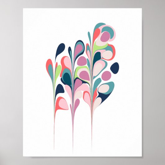 抽象芸術スタイリッシュ大理石の植物形のアートワーク ポスター (正面)