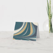 抽象芸術スタイリッシュ大理石スワールティール(緑がかった色)と金ゴールド ノートカード (正面)