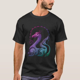 抽象芸術スタイリッシュ紫ドラゴングラデーションロゴ Tシャツ