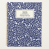 抽象芸術スタイリッシュ花柄ブルーパーソナライズされた プランナー手帳 (正面)