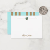 抽象芸術スタイリッシュ金ゴールドとティール(緑がかった色)オルブ ノートカード (正面/裏面インサイチュ)