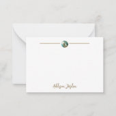 抽象芸術スタイリッシュ金ゴールドとティール(緑がかった色)オルブ ノートカード (正面)