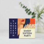 抽象芸術スタイリッシュSWEET SIXTEEN16パーティの招待状 招待状 (スタンド正面)