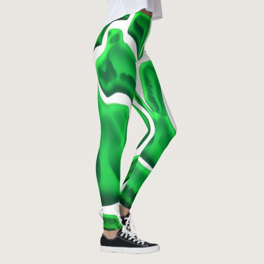 抽象芸術スタイルとデジタルアートを組み合わせたグリーン レギンス (右)