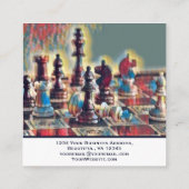 抽象芸術スタイルのチェス駒コーチクラブ スクエア名刺 (裏面)