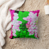抽象芸術スタイルフラワーアートピンクグリーン枕 クッション (ブランケット)