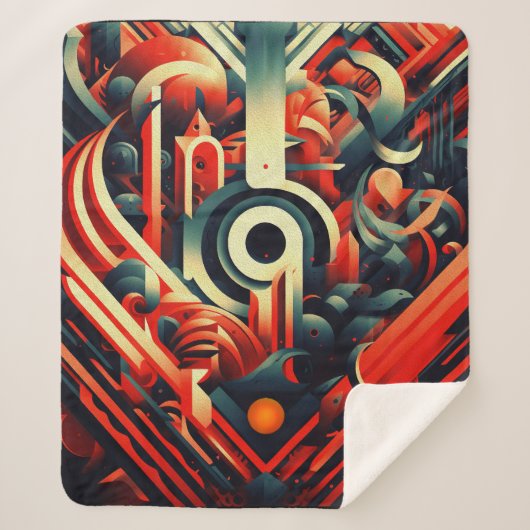 抽象芸術スタイル化された図形 シェルパブランケット (正面)
