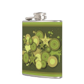 抽象芸術スターおよび円パターン フラスク (左)