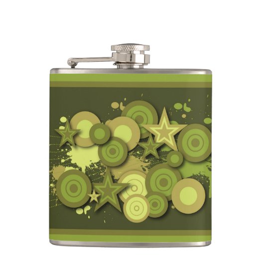 抽象芸術スターおよび円パターン フラスク (正面)