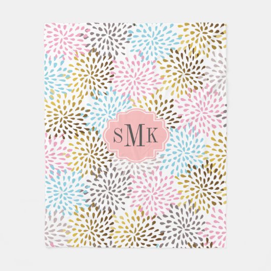 抽象芸術スターバストパターン フリースブランケット (正面)