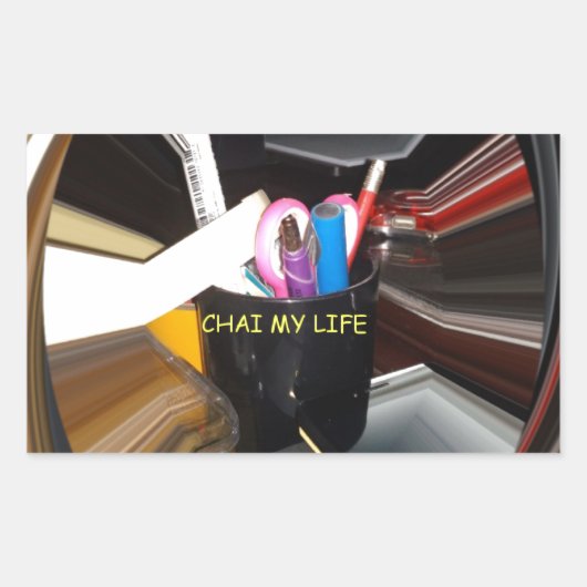 抽象芸術スチルライフティーマグオフィス文房文房芸術 長方形シール (正面)