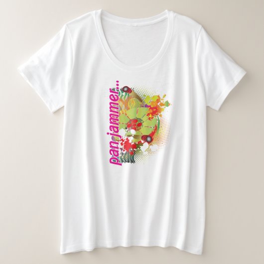 抽象芸術スチールパン(パンスティックとスプラッシュ付き) プラスサイズTシャツ (デザイン正面)
