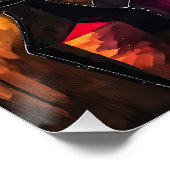 抽象芸術ステンドグラス女性ポートレート付バラ ポスター (コーナー)