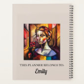 抽象芸術ステンドグラス女性ポートレート プランナー手帳 (裏面)