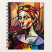 抽象芸術ステンドグラス女性ポートレート プランナー手帳 (正面)