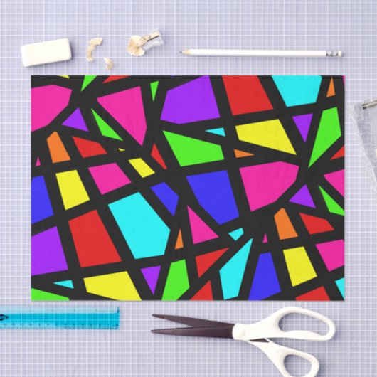 抽象芸術ステンドグラス幾何学模様 薄葉紙 (クラフト)