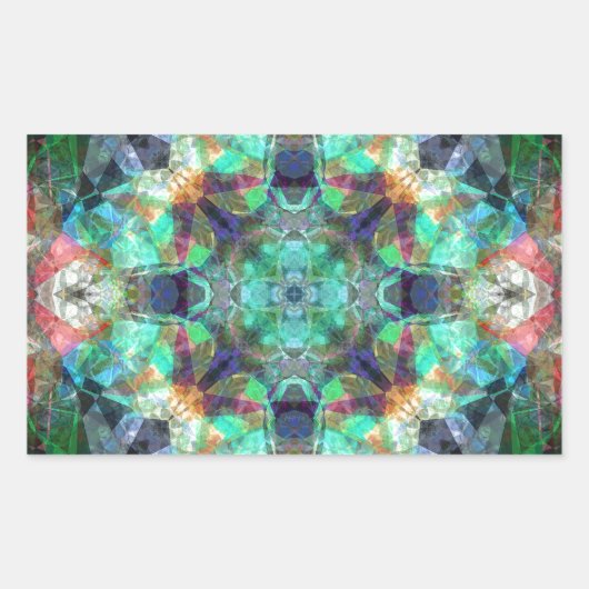 抽象芸術ステンドグラス 長方形シール (正面)
