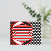抽象芸術ストライプと黒い赤の白のドット – カード (スタンド正面)