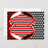 抽象芸術ストライプと黒い赤の白のドット – カード (正面/裏面)