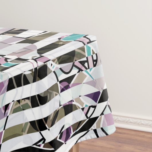 抽象芸術ストライプのパタストライプーンターコイズp テーブルクロス (インサイチュ)