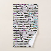 抽象芸術ストライプのパタストライプーンターコイズp バスタオルセット (ハンドタオル)