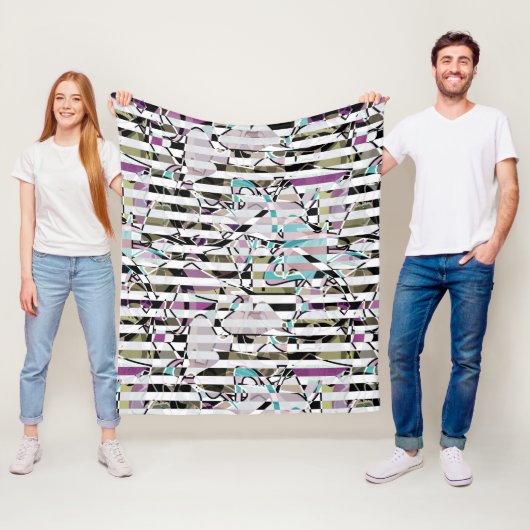 抽象芸術ストライプのパタストライプーンターコイズp フリースブランケット (インサイチュ)