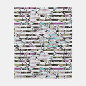 抽象芸術ストライプのパタストライプーンターコイズp フリースブランケット (正面)