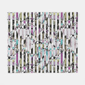 抽象芸術ストライプのパタストライプーンターコイズp フリースブランケット (正面(横))