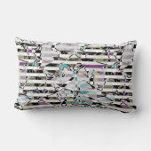 抽象芸術ストライプのパタストライプーンターコイズp ランバークッション (裏面)