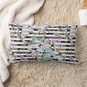 抽象芸術ストライプのパタストライプーンターコイズp ランバークッション (ブランケット)