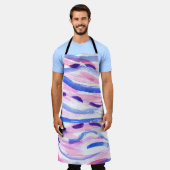 抽象芸術ストライプの水色の背景。ブラシスミア エプロン (着用した状態)
